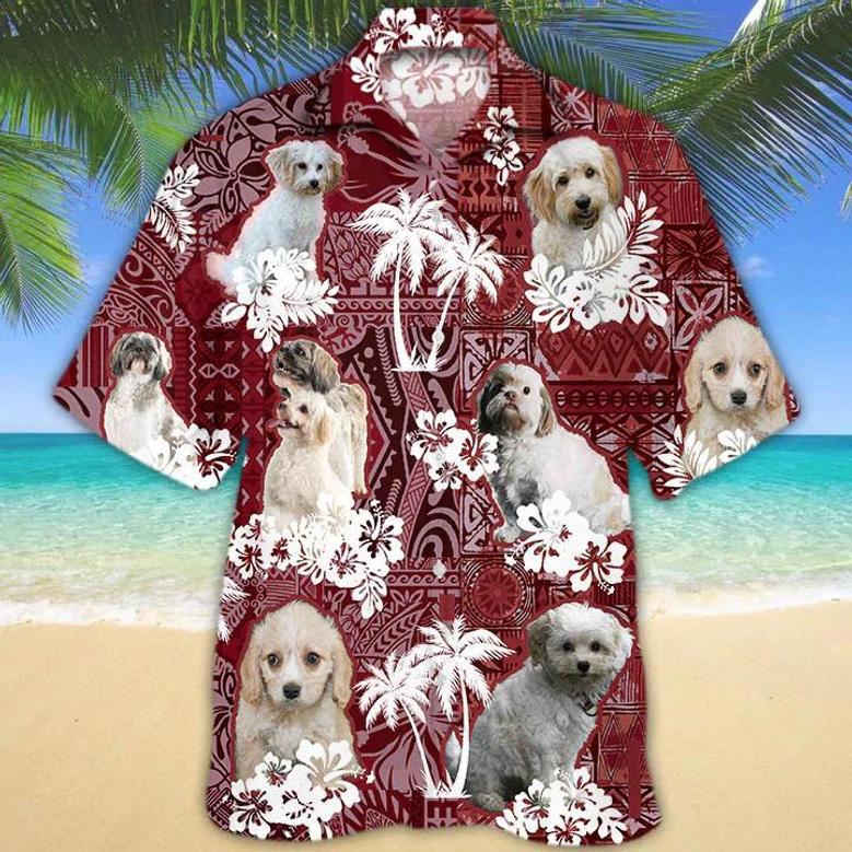 Cavachon Red Hawaiian Shirt, Gift For Dog Lover Shirts, Animal Summer Shirts, Hawaiian Shirt Men Summer Gifts