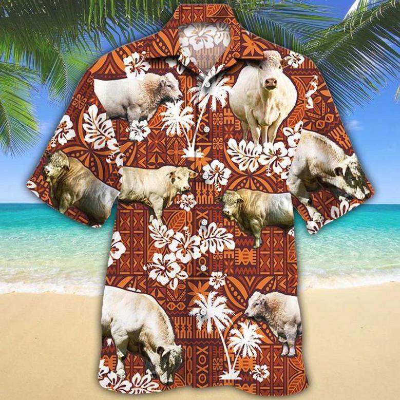 Charolais Cattle Lovers Red Tribal Hawaiian Shirt Summer Gifts