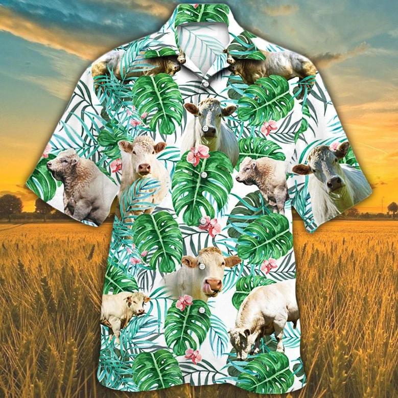 Charolais Cattle Lovers Tropical Plant Hawaiian Shirt Summer Gifts