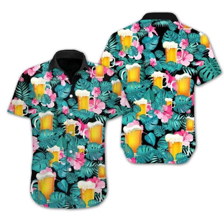 Cheer Nice Beer Tropical Hawaiian Shirt, Short Sleeve Hawaiian Aloha Shirt For Men Summer Gifts