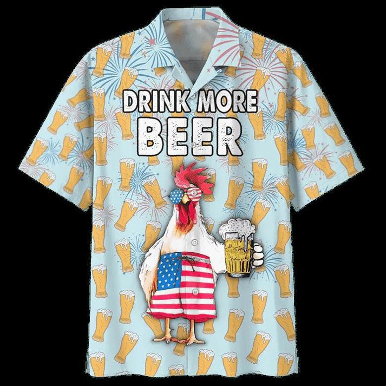 Chicken And Beer Watercolor Hawaiian Shirt, Aloha Shirt Hawaii, Hawaii Shirts Mens Summer Gifts