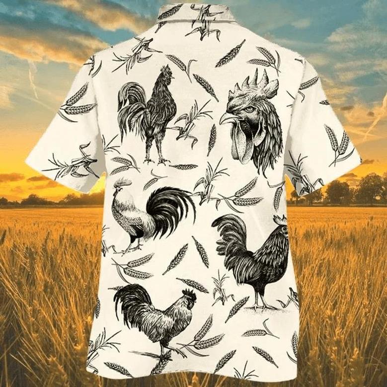 Chicken Farm Lovers Black And White Hawaiian Shirt Summer Gifts