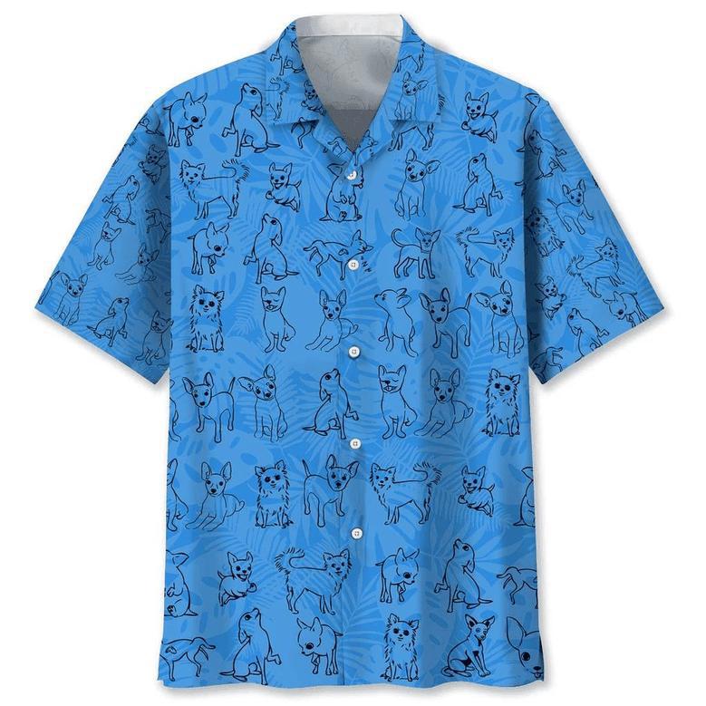 Chihuahua Blue Tropical Hawaiian Shirt Summer Gifts