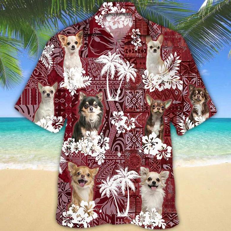 Chihuahua Red Hawaiian Shirt, Gift For Dog Lover Shirts, Animal Summer Shirts, Hawaiian Shirt Men Summer Gifts