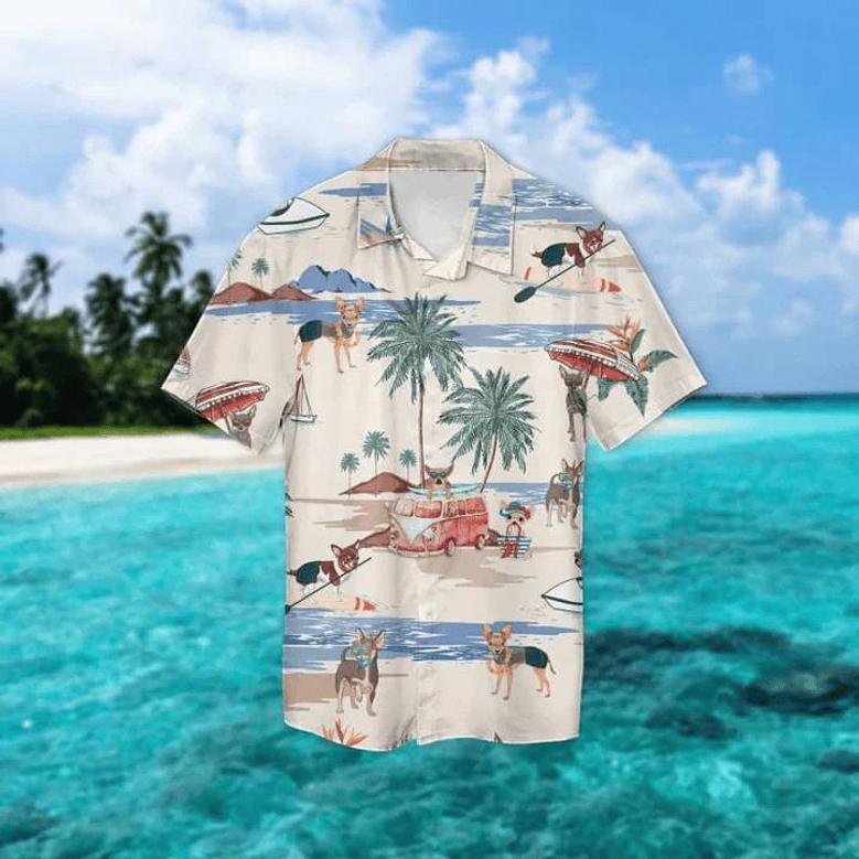 Chihuahua Summer Beach Hawaiian Shirt, Hawaiian Shirts For Men Short Sleeve Aloha Beach Shirt Summer Gifts