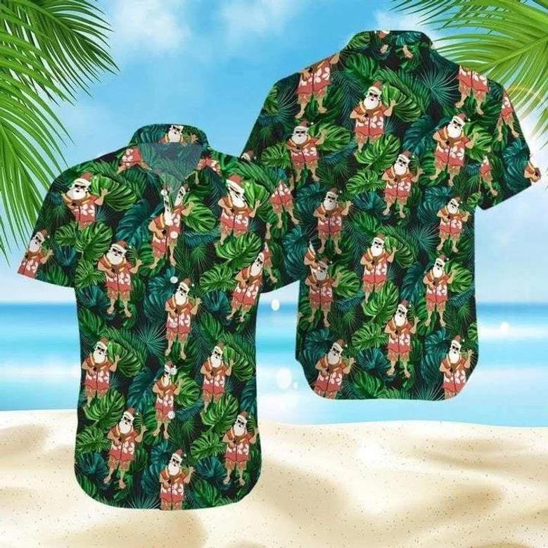 Christmas Santa Claus With Ukulele Vintage Hawaiian Shirt, Short Sleeve Hawaiian Aloha Shirt For Men Summer Gifts