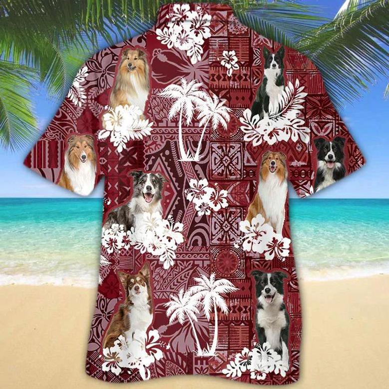 Collie Red Hawaiian Shirt, Gift For Dog Lover Shirts, Animal Summer Shirts, Hawaiian Shirt Men Summer Gifts