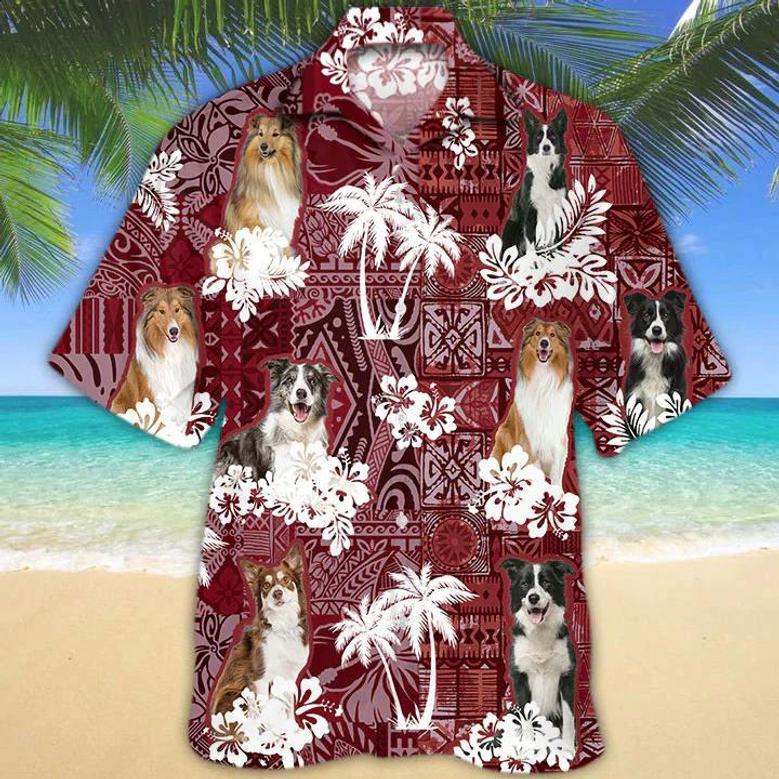 Collie Red Hawaiian Shirt, Gift For Dog Lover Shirts, Animal Summer Shirts, Hawaiian Shirt Men Summer Gifts