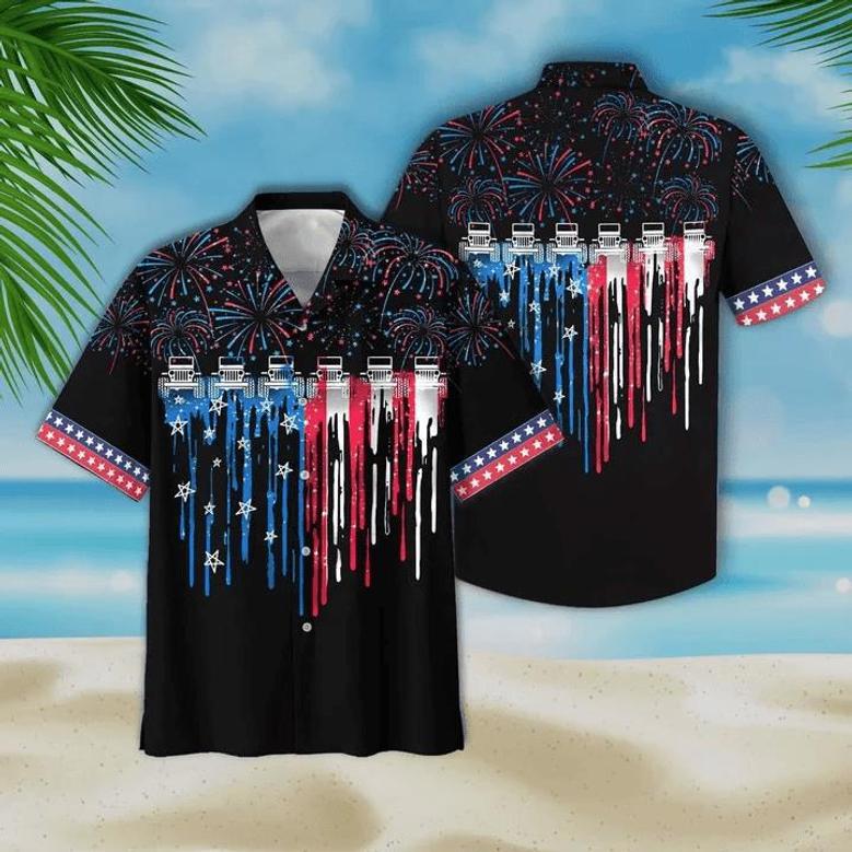 Colorful Firework Black Theme Jee And Flag Hawaiian Shirt Summer Gifts