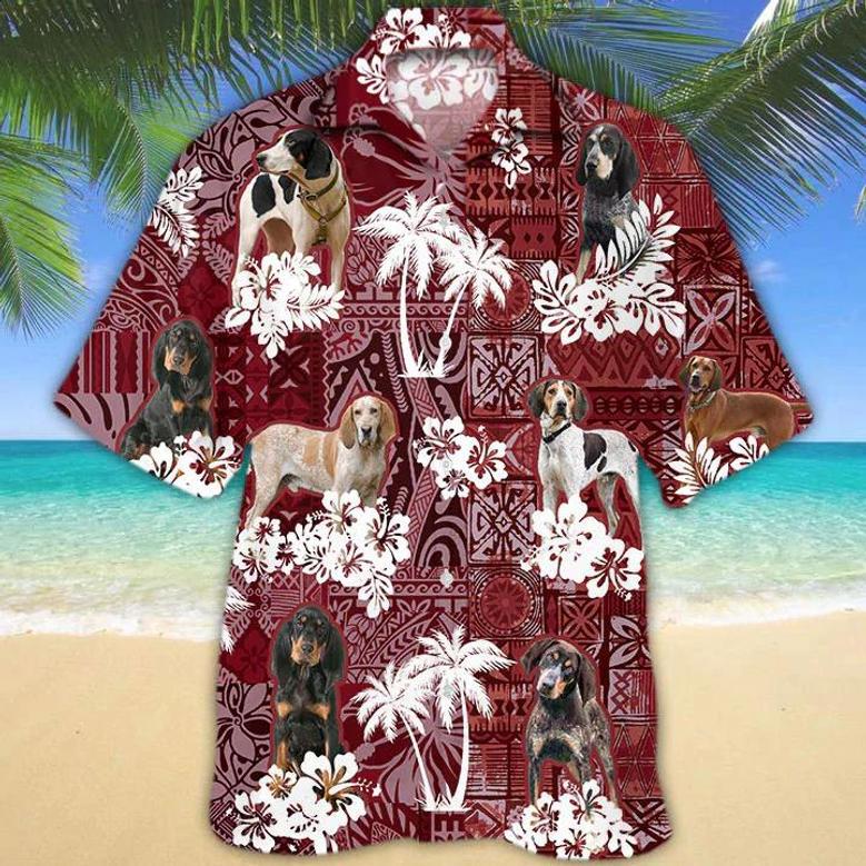 Coonhound Red Hawaiian Shirt, Gift For Dog Lover Shirts, Animal Summer Shirts, Hawaiian Shirt Men Summer Gifts