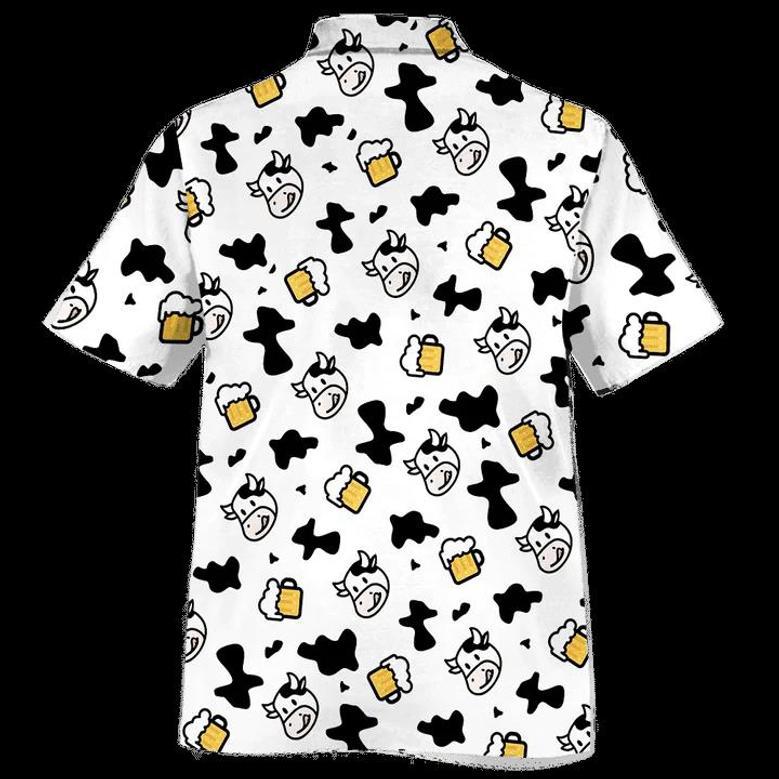 Cow And Beer Cow Skin Pattern Black And White Theme Hawaiian Shirt Summer Gifts