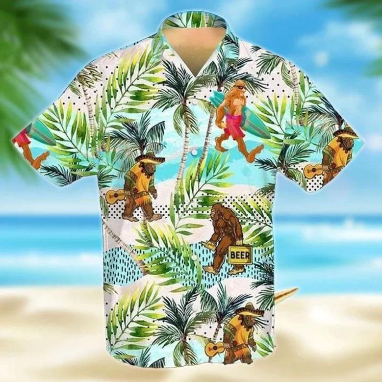 Cute Bigfoot Colorful Background Design Hawaiian Shirt Summer Gifts