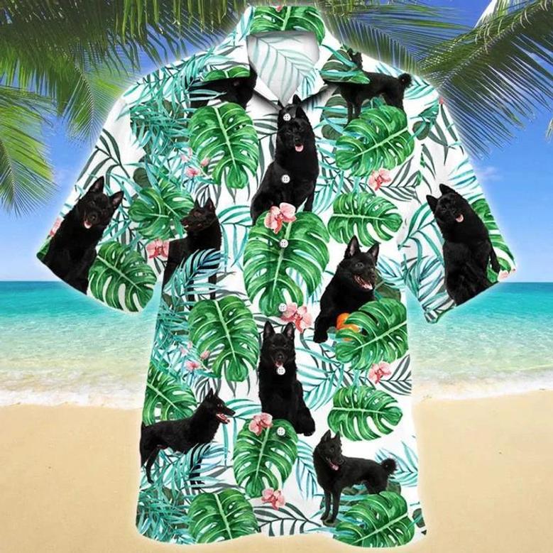 Cute Black Schipperke Dog Tropical Plant Hawaiian Shirt, Summer Aloha Hawaii Shirt For Men Women Summer Gifts