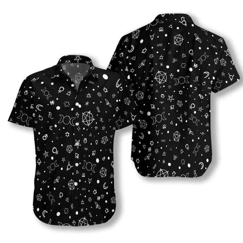 Cute Occult Symbols Wicca Black Theme Hawaiian Shirt Summer Gifts