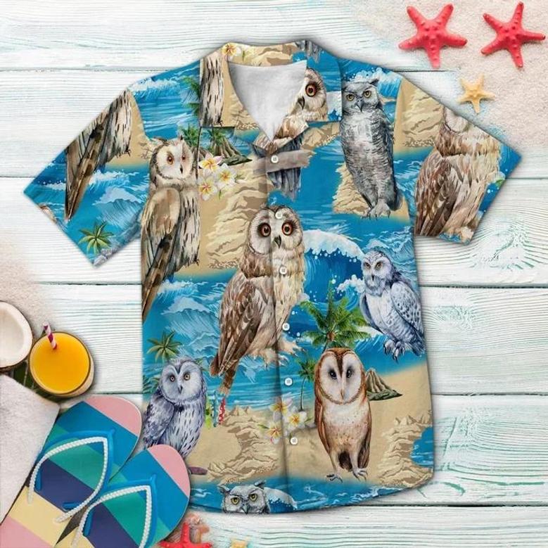 Cute Owl Summer Beach Vacation Hawaiian Shirt Summer Gifts