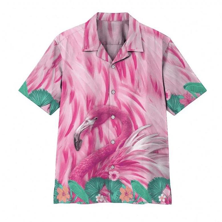 Cute Pink Flamingo Hawaiian Shirt, Flamingo Hawaiian Shirt, Aloha Shirt For Men, Funny Flamingo Beach Shirt Summer Gifts