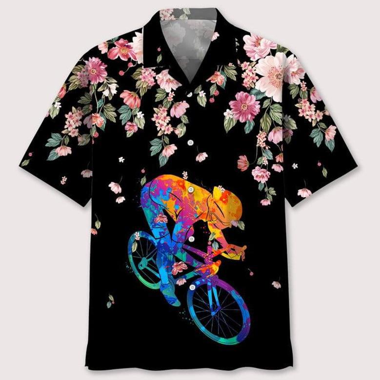 Cycling Watercolors Flower Hawaiian Shirt Summer Gifts