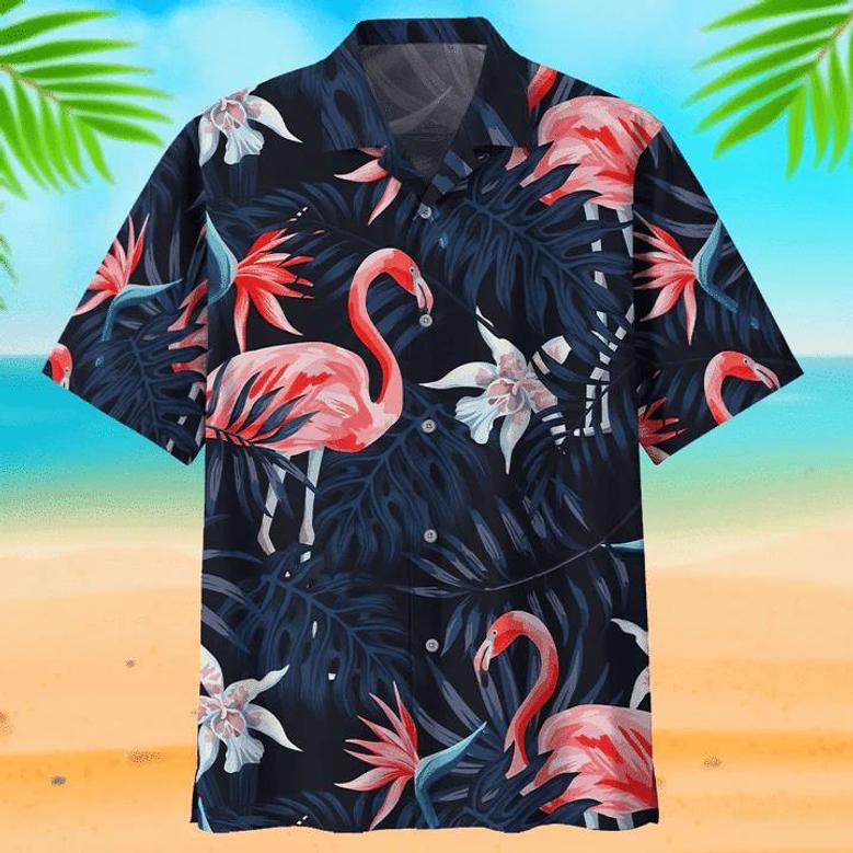 Dark Flamingo Ornamental Design Hawaiian Shirt Summer Gifts