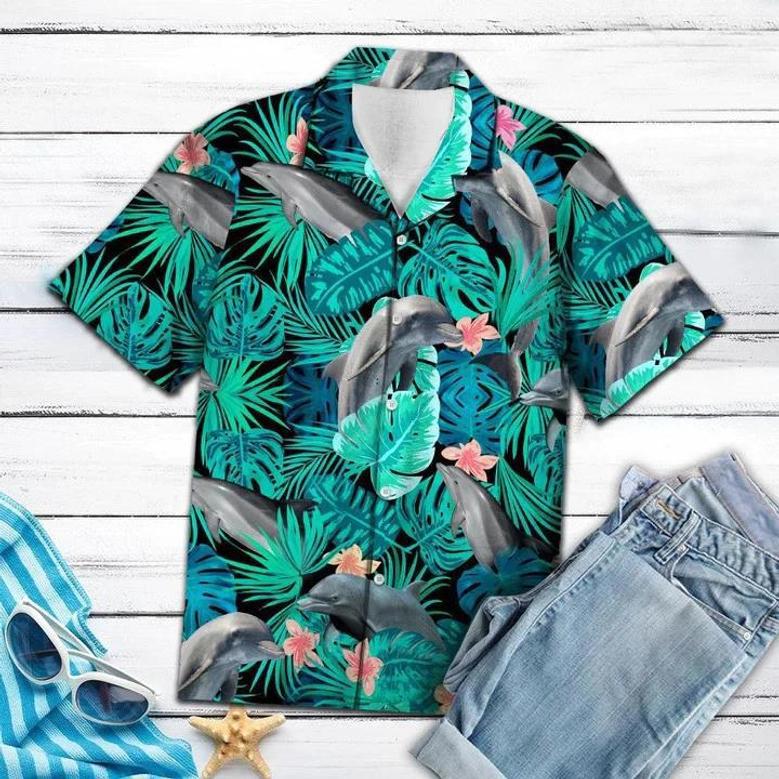 Dolphin Amazing Hawaiian Shirt, Marine Dolphin Tropical Jungle Design Hawaiian Shirt Summer Gifts