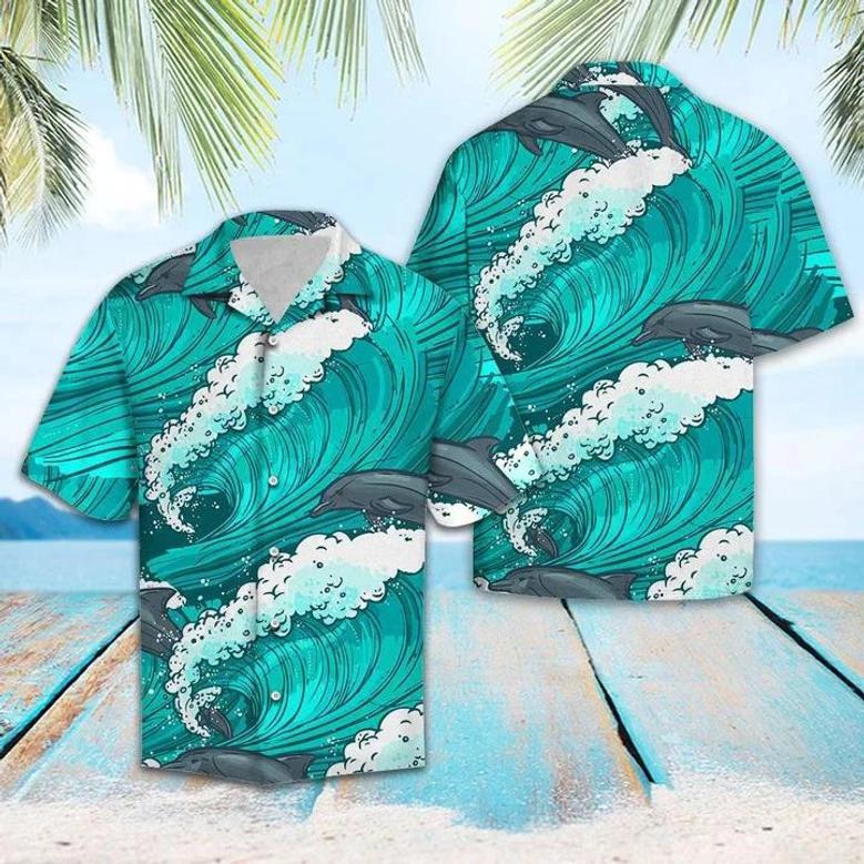 Dolphin The Power Of Waves Design Hawaiian Shirt Summer Gifts