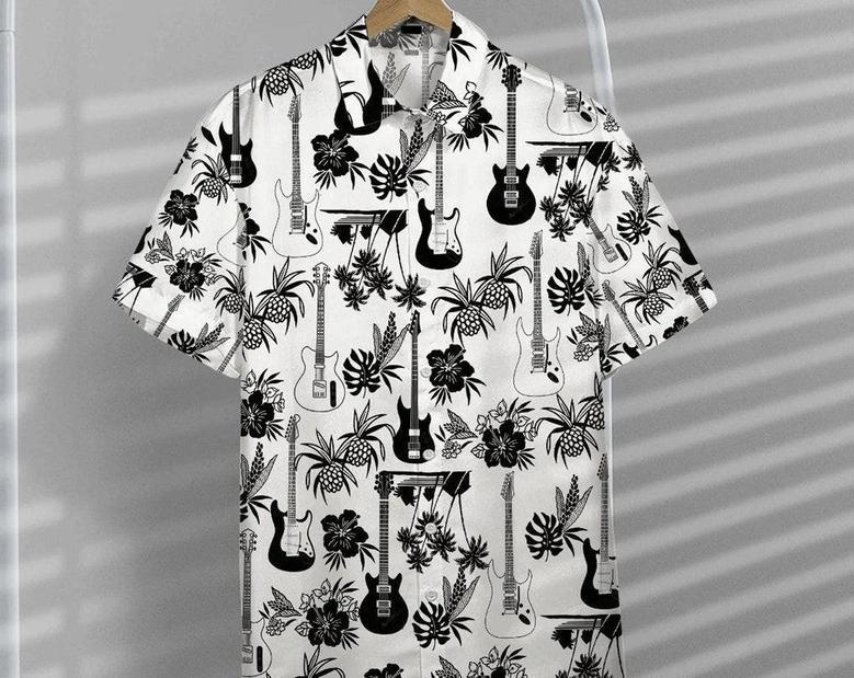 Electric Guitar All Over Printed Hawaii Shirt, Beach Party Matching Shirt For Men/Women, Funny Hawaiian Shirt, Hawaiian Set Gift,Dad Gift Summer Gifts