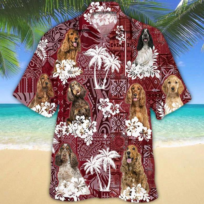 English Cocker Spaniel 2 Red Hawaiian Shirt, Gift For Dog Lover Shirts, Animal Summer Shirts, Hawaiian Shirt Men Summer Gifts