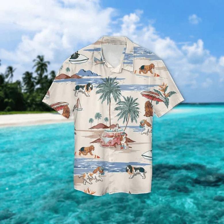 English Springer Spaniel Summer Beach Hawaiian Shirt, Hawaiian Shirts For Men Short Sleeve Aloha Beach Shirt Summer Gifts