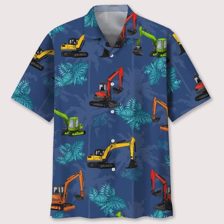 Excavator Tropical Coconut Hawaiian Shirt Summer Gifts