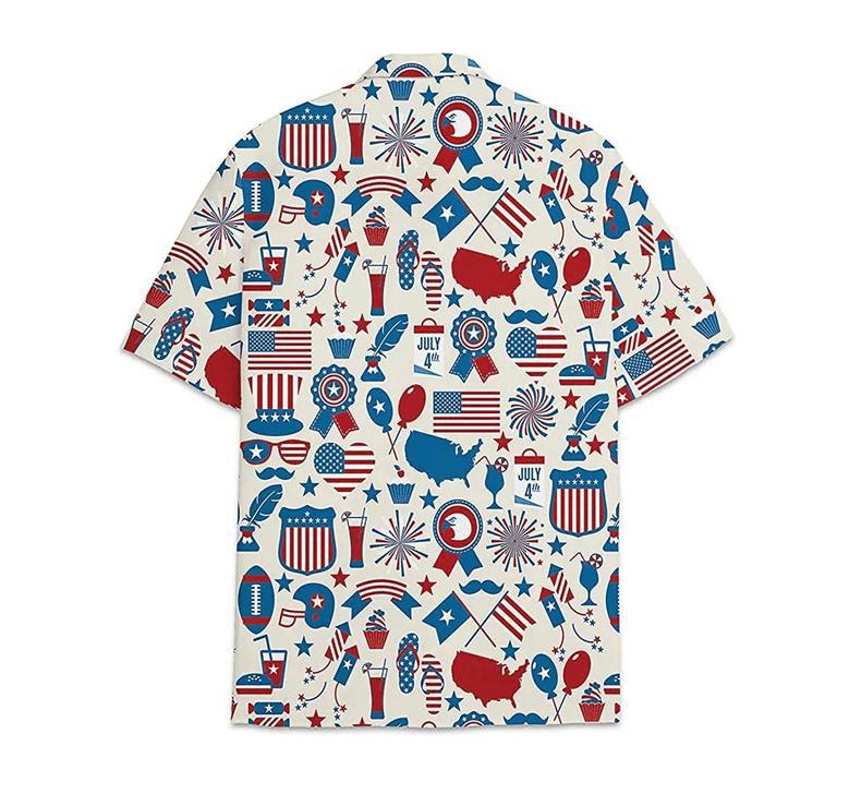 Feather Armorial American Flag Short Tall Button Hawaiian Shirt, Button Up Aloha Shirt For Men, Women Summer Gifts