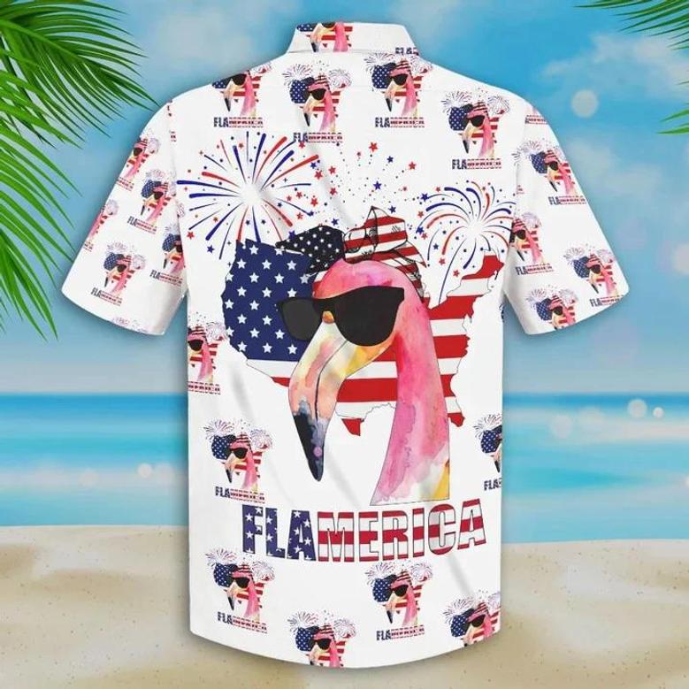 Flamingo American Flag Hawaiian Shirt For Men Women Summer Gifts