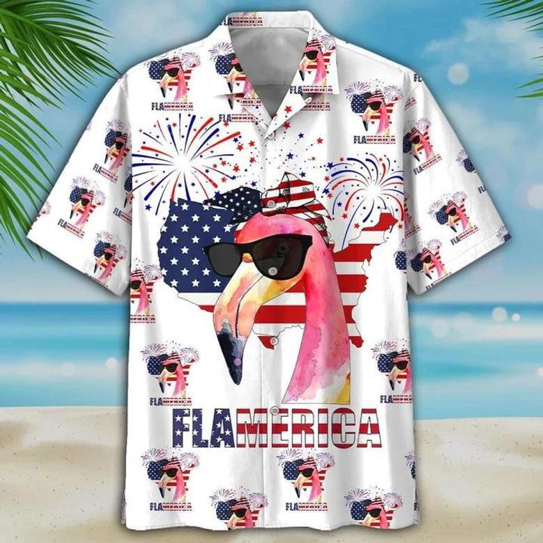 Flamingo American Flag Hawaiian Shirt For Men Women Summer Gifts