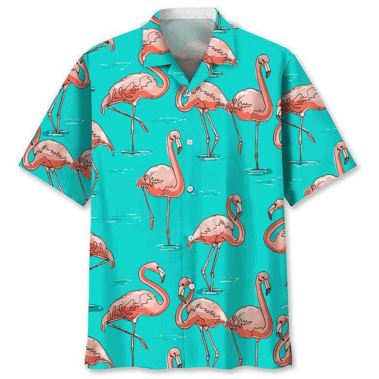 Flamingo Blue Hawaiian Shirt Summer Gifts