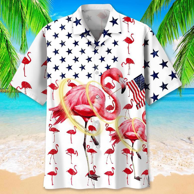 Flamingo Us Flag Hawaiian Shirt For Men, Women, Of July Flamingo Hawaiian Shirt Summer Gifts