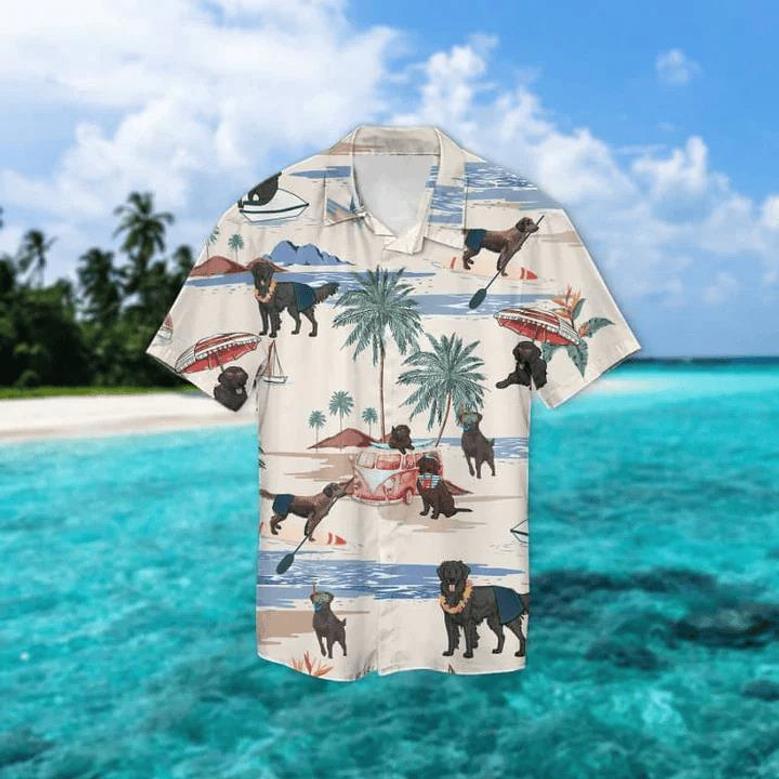 Flat-Coated Retriever Summer Beach Hawaiian Shirt, Hawaiian Shirts For Men Short Sleeve Aloha Beach Shirt Summer Gifts