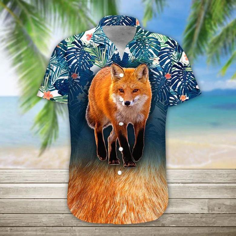 Fox Hawaii Shirt, Hawaiian Shirts For Men Print Button Down Shirt Summer Gifts