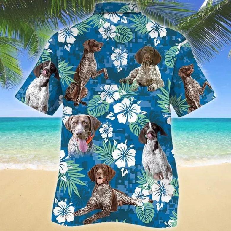 Funny German Shorthaired Pointer Dog Lovers Blue Camouflage Style Hawaiian Shirt Summer Gifts