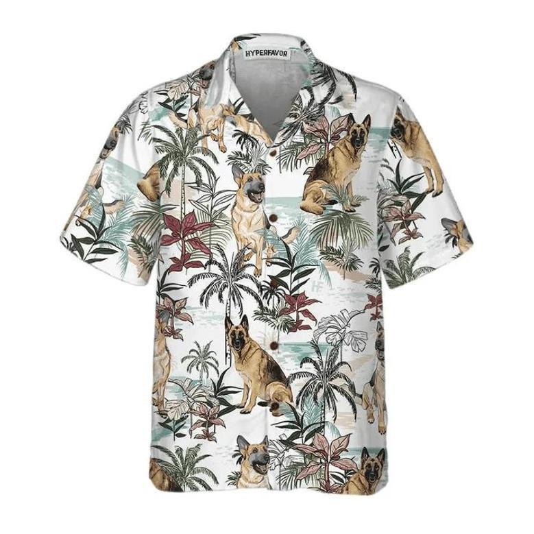 German Sheperd Summer Tropical Pattern Hawaiian Shirt Summer Gifts