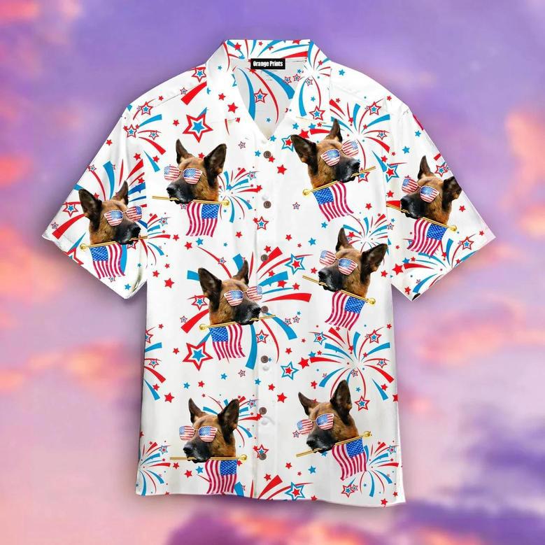 German Shepherd Happy America Flag Hawaiian Shirt Summer Gifts