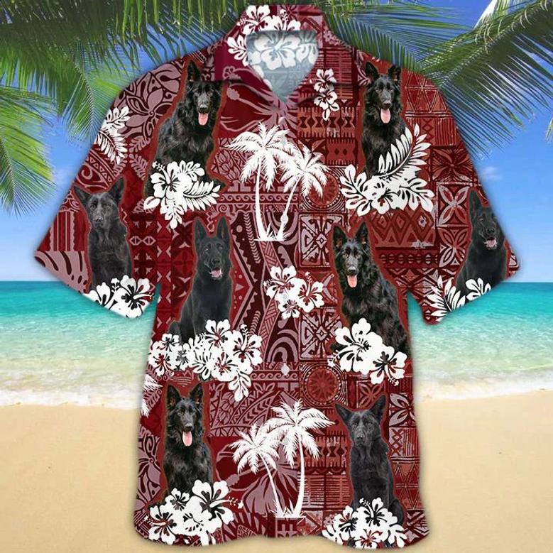 German Shepherd Red Hawaiian Shirt, Gift For Dog Lover Shirts, Animal Summer Shirts Summer Gifts