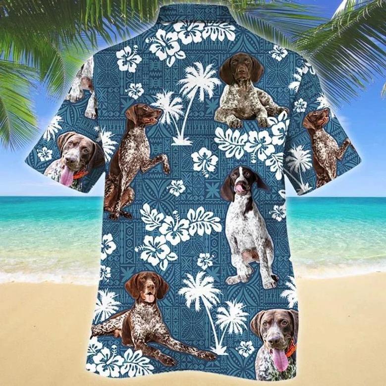 German Shorthaired Pointer Blue Tribal Hawaiian Shirt, Short Sleeve Hawaiian Aloha Shirt For Men Summer Gifts