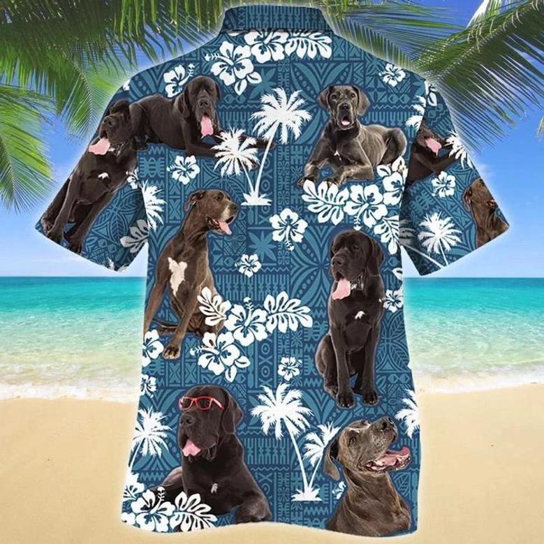 Gift For Great Dane Dog Lovers Blue Tribal Pattern Hawaiian Shirt Summer Gifts