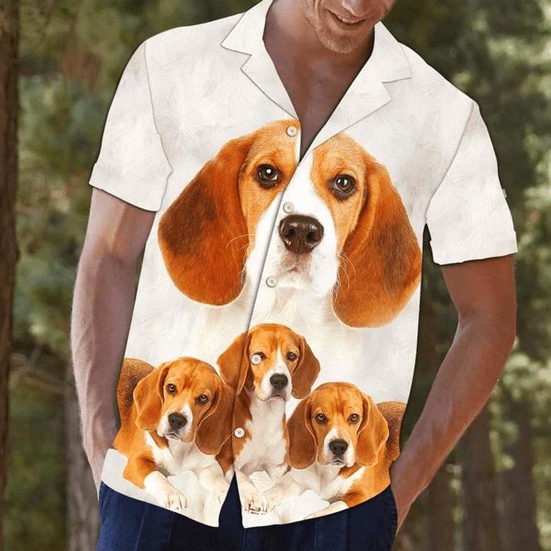 Great Beagle Dog Family Portrait Themed Hawaiian Shirt Summer Gifts