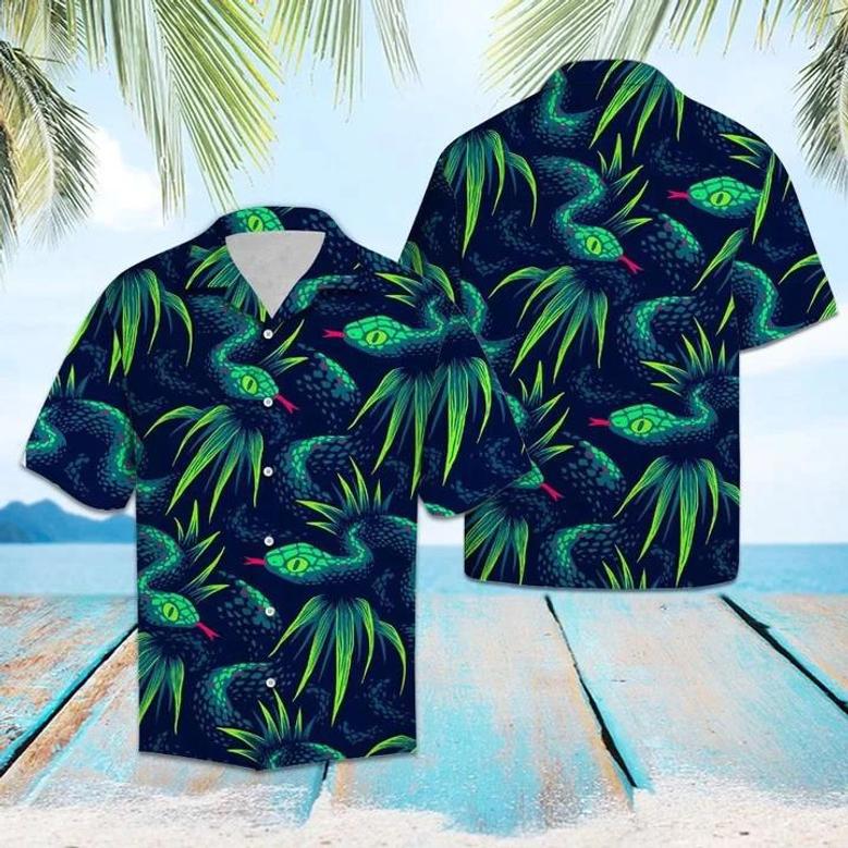 Green Snake Crawling On The Ground Hawaiian Shirt For Men And Women Summer Gifts