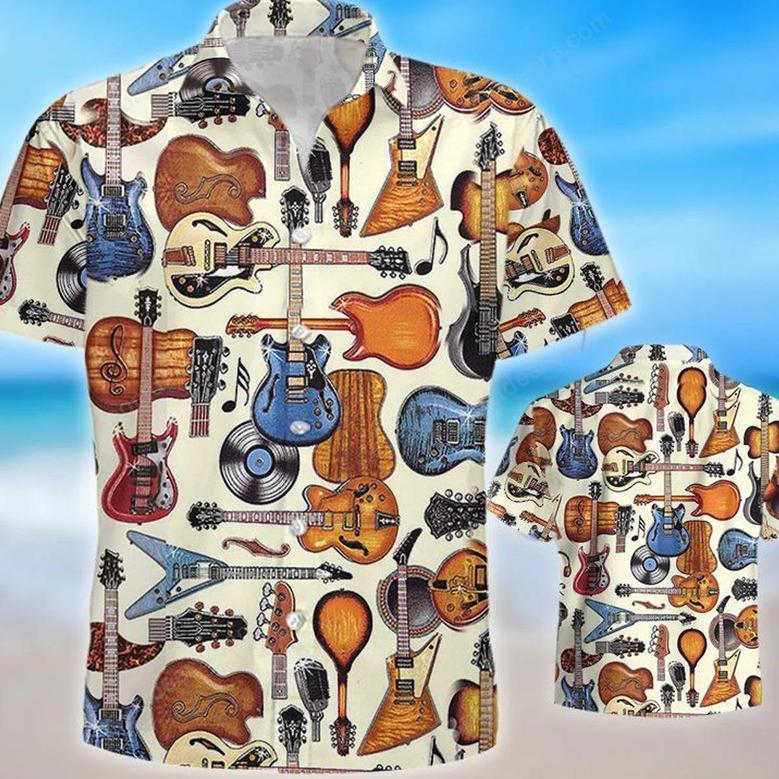 Guitar - Guitar Bling Hawaiian Shirt, Summer Gift, Hawaiian Shirts For Men, Aloha Beach Shirt Summer Gifts