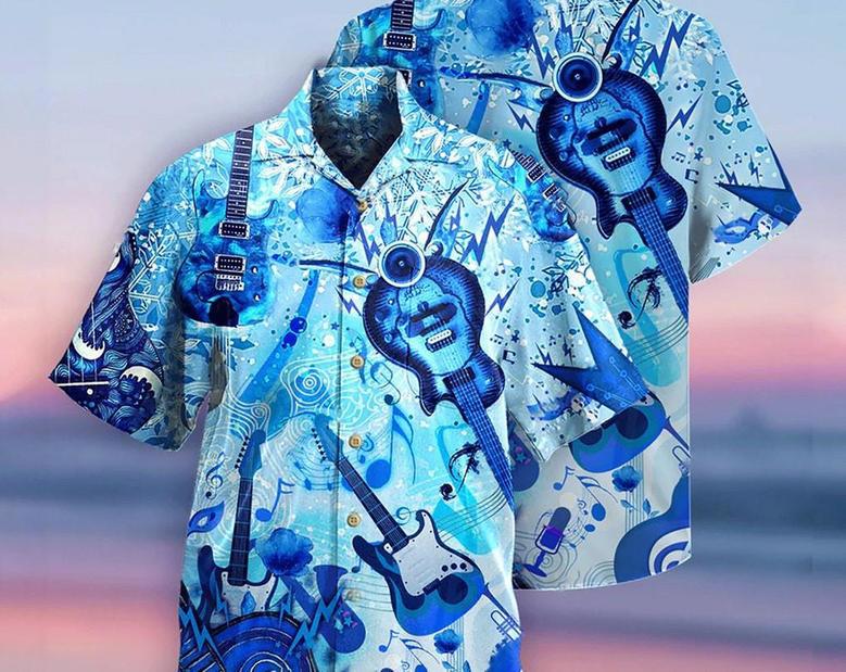 Guitar Music So Cool Style Hawaiian Shirt, Aloha Tropical Hawaii Shirt, Aloha Short Sleeve Button Down, Hawaiian Set, Funny Hawaiian Shirt. Summer Gifts