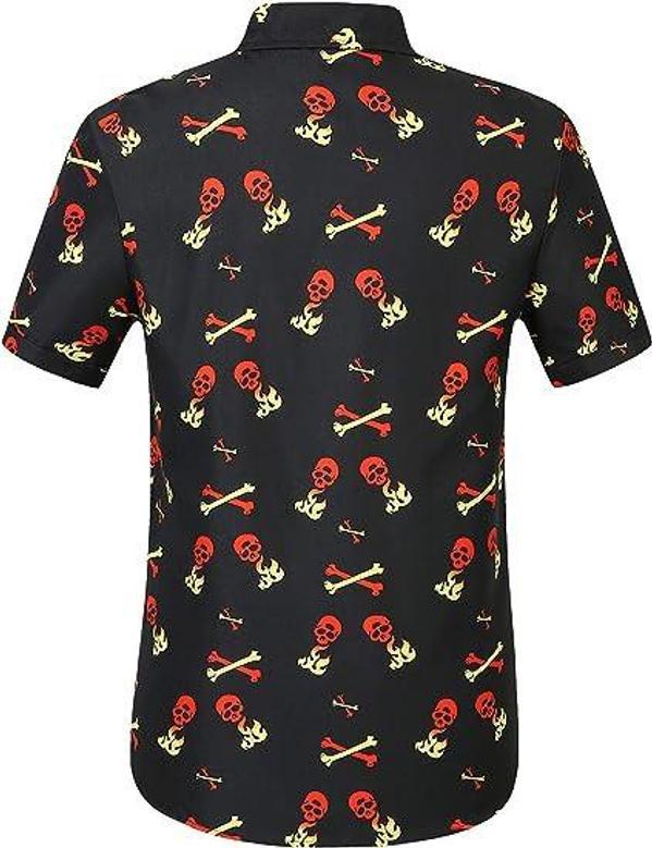 Halloween Shirts For Men, Skeleton Shirt Pumpkins Halloween Hawaiian Shirt Summer Gifts