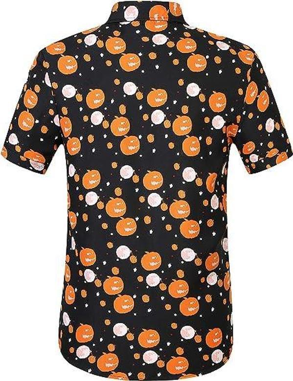 Halloween Shirts For Men, Skeleton Shirt Pumpkins Halloween Hawaiian Shirt Summer Gifts