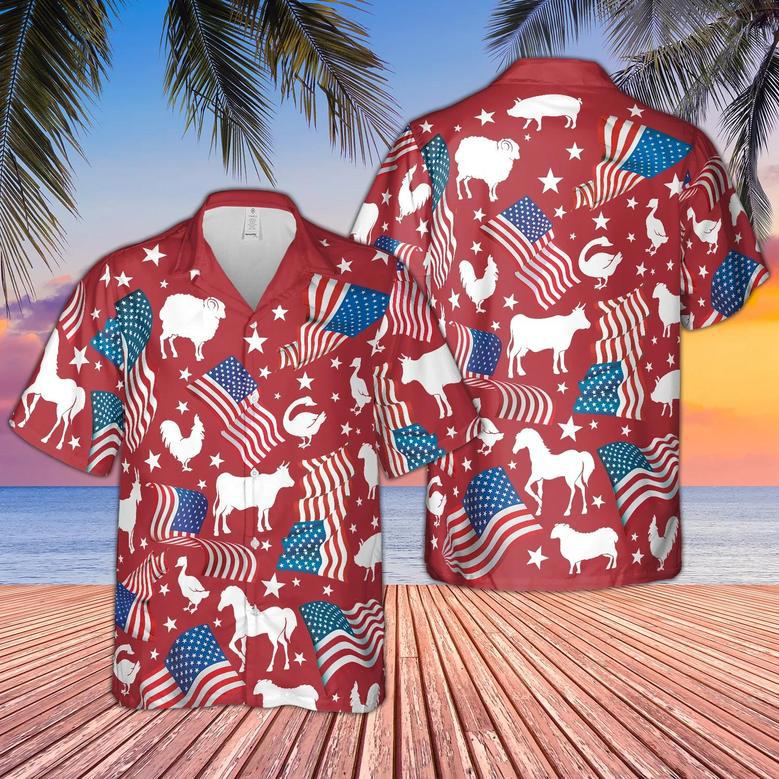 Happy Independence Day Hawaiian Shirt For Farm Lovers Summer Gifts