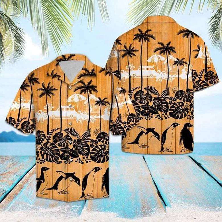 Happy Penguin Palm Tree Summer Vacation Hawaiian Shirt Summer Gifts