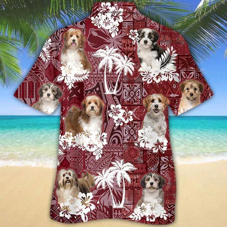 Havanese Red Hawaiian Shirt, Gift For Dog Lover Shirts, Men's Hawaiian Shirt, Summer Hawaiian Aloha Shirt Summer Gifts